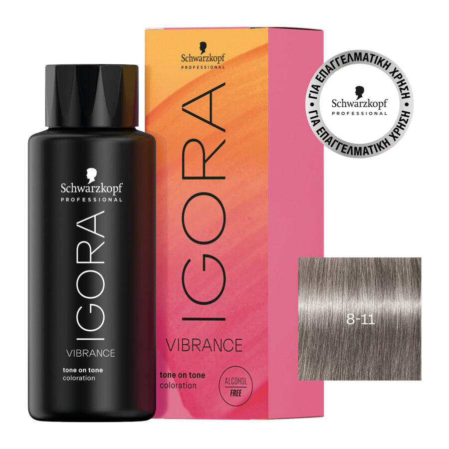 Schwarzkopf Professional IGORA VIBRANCE 8-11 ΞΑΝΘΟ ΑΝΟΙΧΤΟ ΕΝΤΟΝΟ ΣΑΝΤΡΕ 60ml