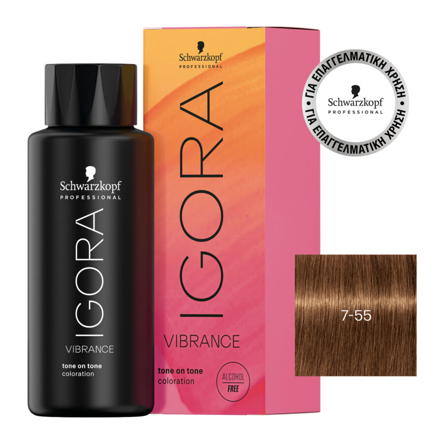 Schwarzkopf Professional IGORA VIBRANCE 7-55 Ξανθό Μεσαίο Έντονο Κόκκινο 60 ml