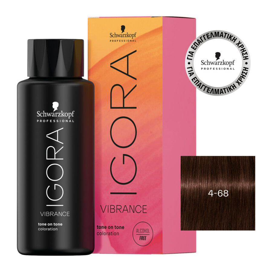 Schwarzkopf Professional IGORA VIBRANCE 4-68 ΚΑΣΤΑΝΟ ΜΕΣΑΙΟ ΜΑΡΟΝ ΚΟΚΚΙΝΟ 60ml